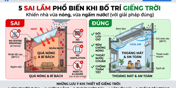 5 Sai Lầm Phổ Biến Khi Bố Trí Giếng Trời Nhà Phố Khiến Nhà Nóng Và Ngấm Nước
